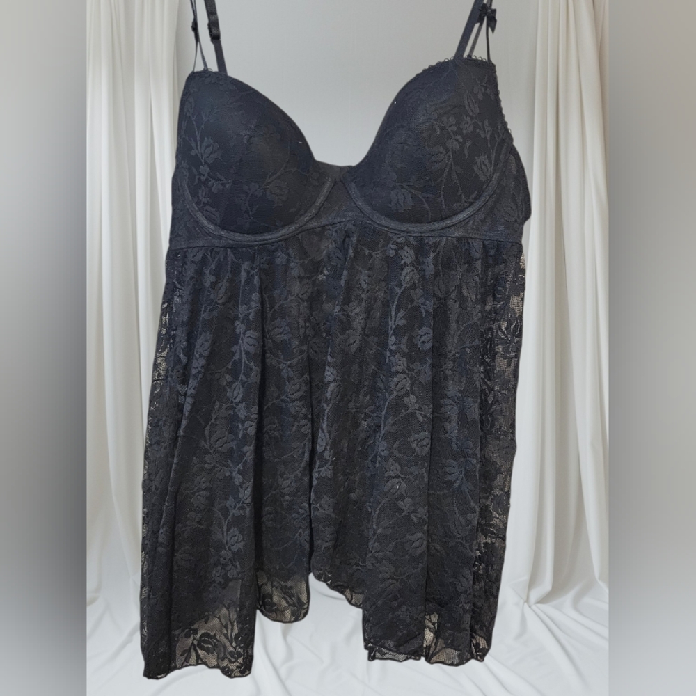 La Vie En Rose Black Lace Babydoll
